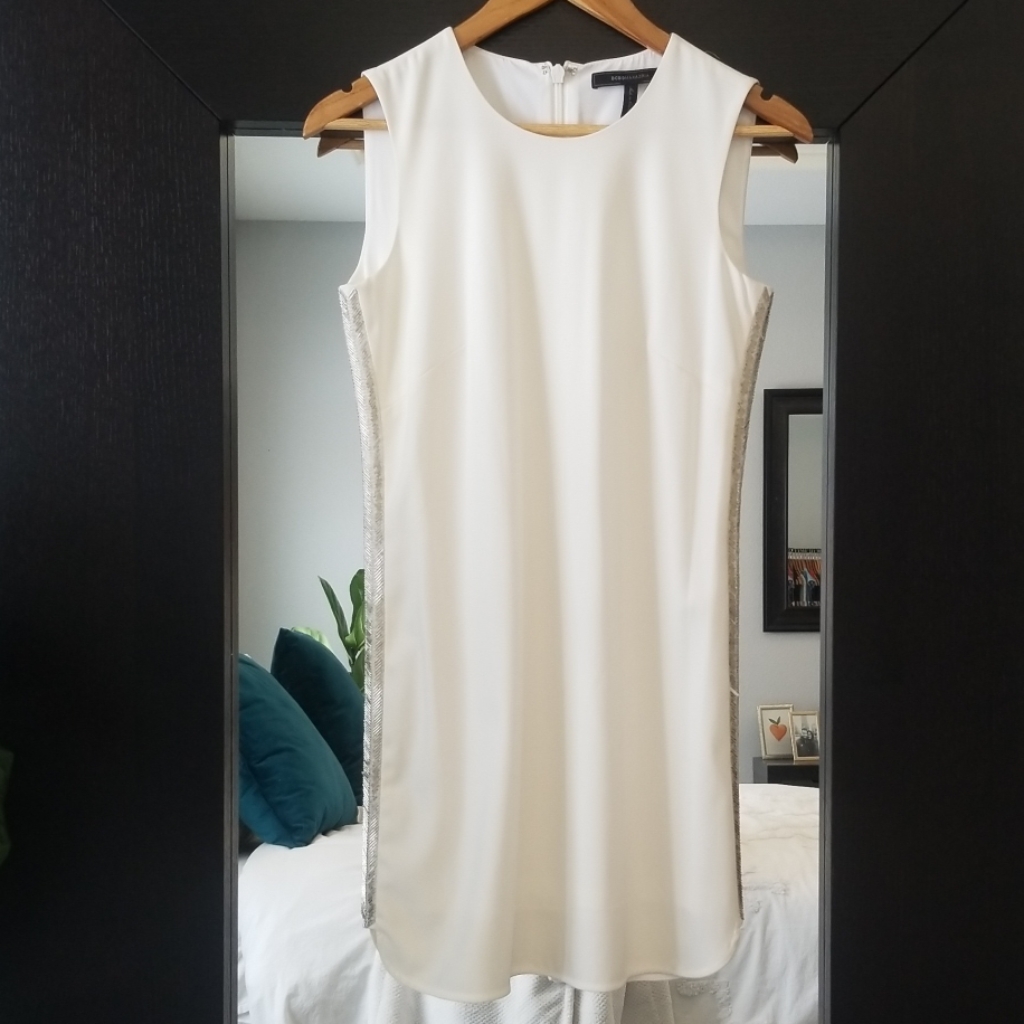 Bcbg Max Azria| Off White Dress W/ Beaded Detail